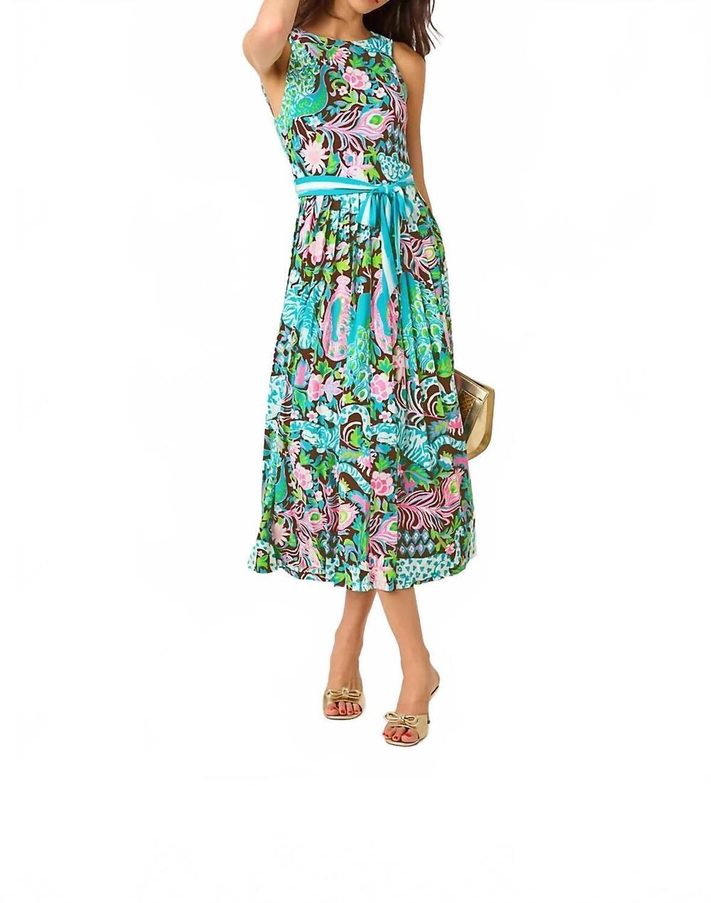 NEW LILLY PULITZER gracyn midi dress in multi royal zoo engineered